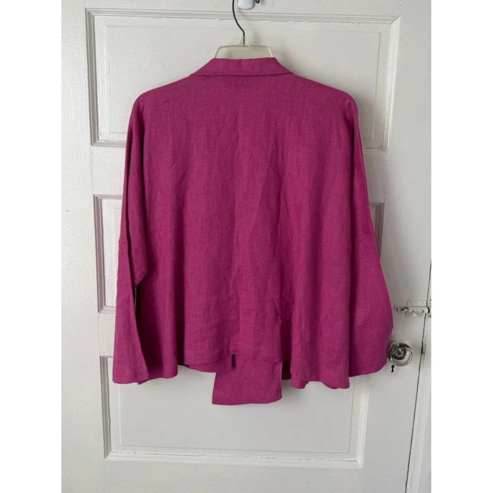 Itemz Chris‎ Baumgartner Fuchsia Linen Shirt Asymmetrical Lagenlook Art to Wear